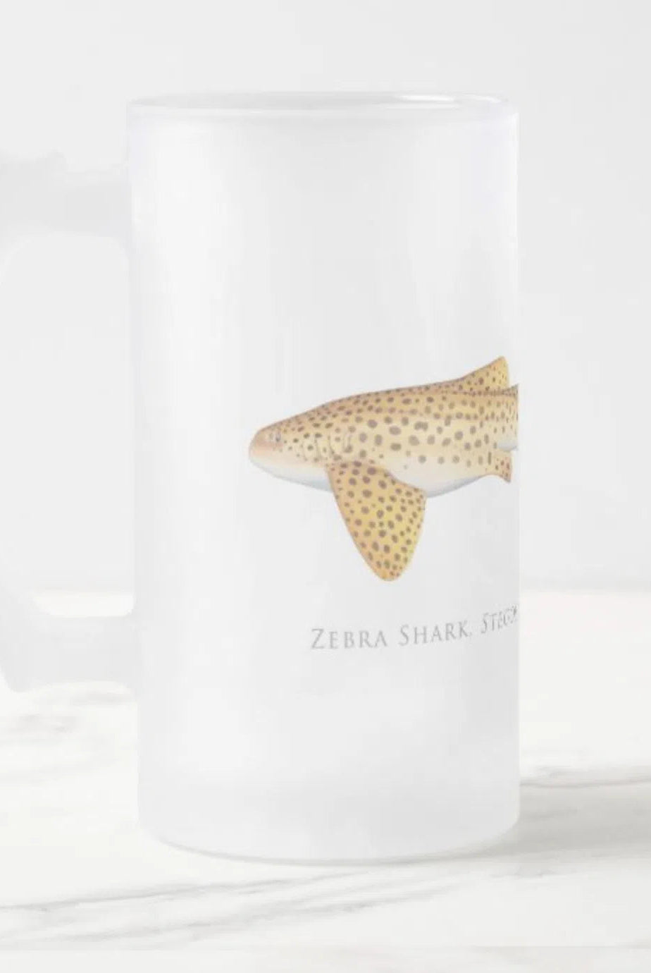 Choose Your Species - Shark or Ray - Frosted Glass Stein-Stick Figure Fish Illustration