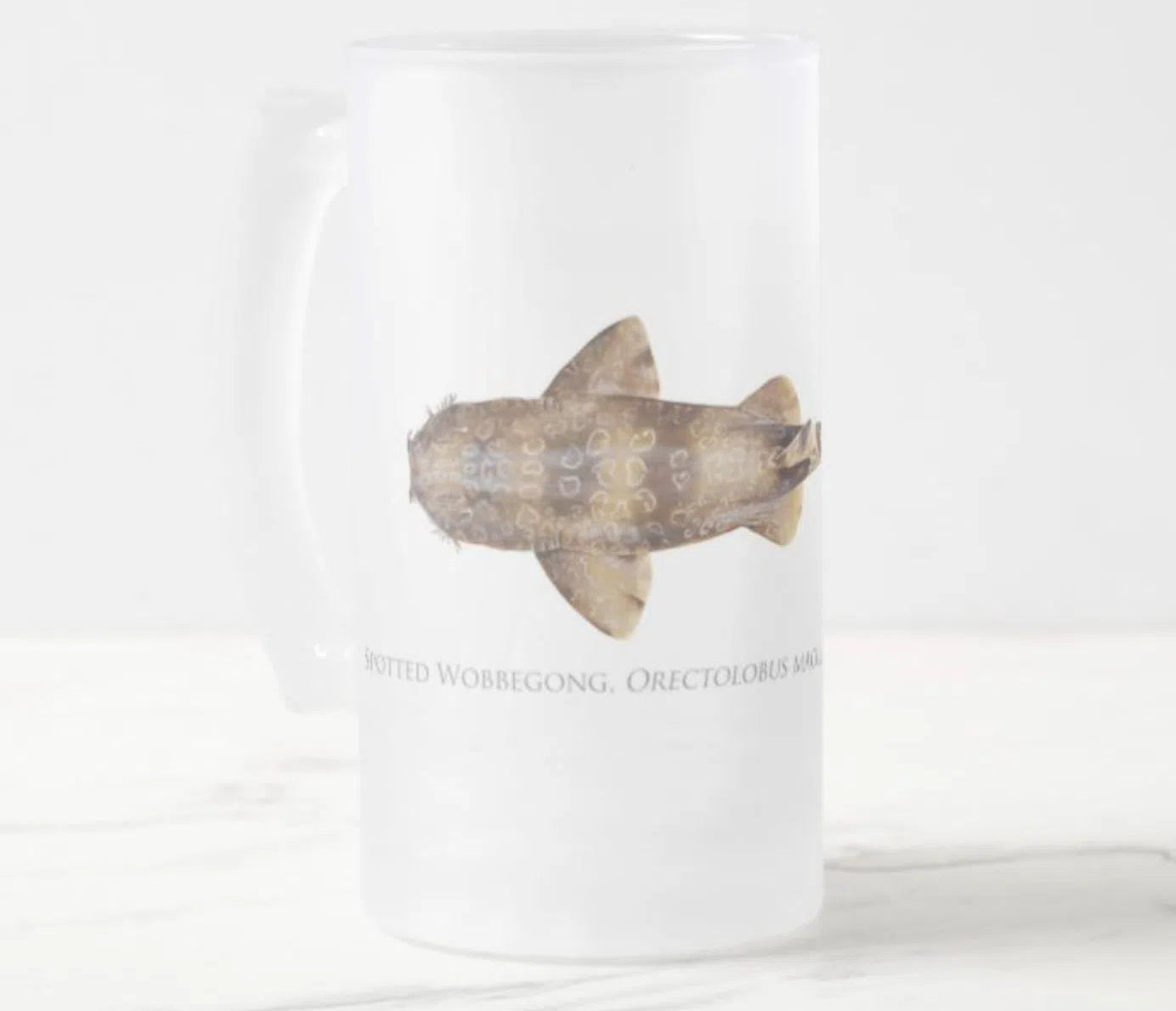 Choose Your Species - Shark or Ray - Frosted Glass Stein-Stick Figure Fish Illustration