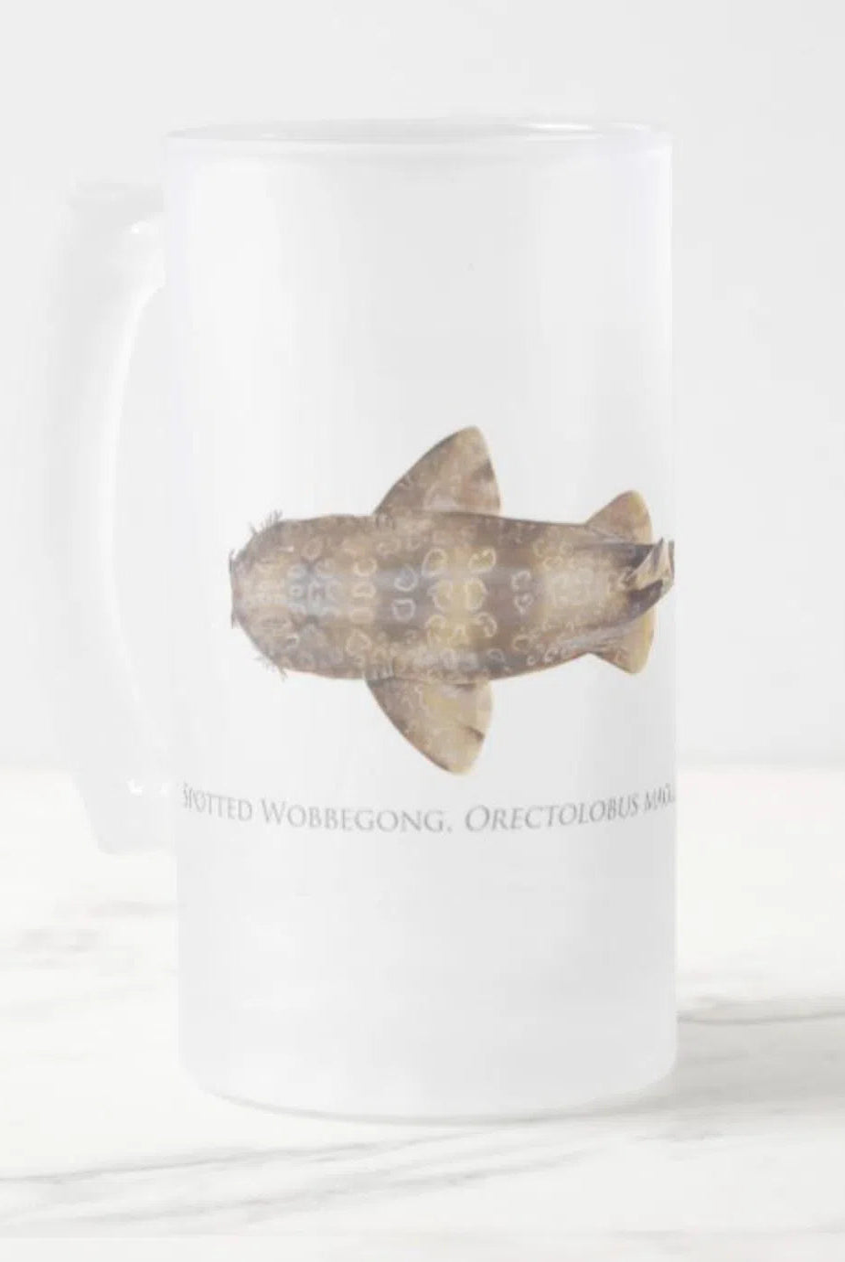 Choose Your Species - Shark or Ray - Frosted Glass Stein-Stick Figure Fish Illustration