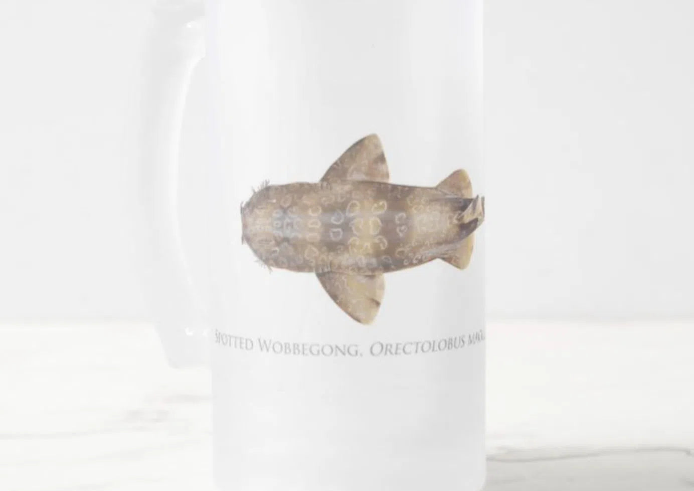 Choose Your Species - Shark or Ray - Frosted Glass Stein-Stick Figure Fish Illustration