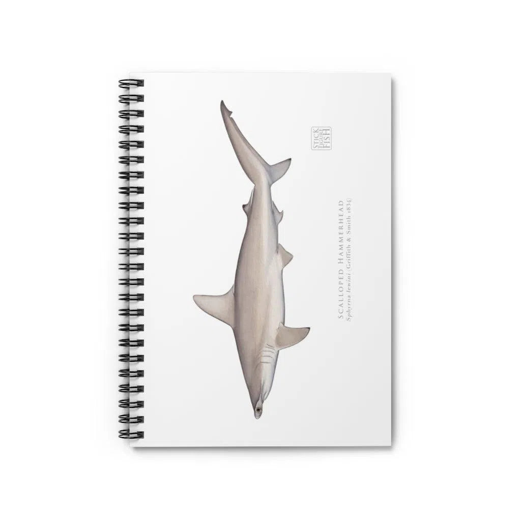 Choose Your Species - Shark or Ray - Spiral Notebook - Ruled Line-Stick Figure Fish Illustration