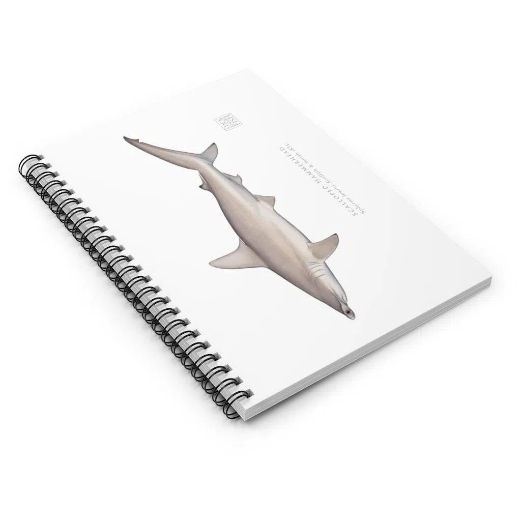 Choose Your Species - Shark or Ray - Spiral Notebook - Ruled Line-Stick Figure Fish Illustration