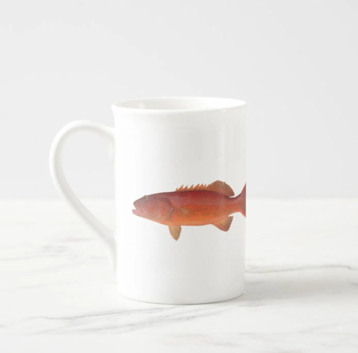Common Coral Trout - Fine Bone China Mug-Stick Figure Fish Illustration