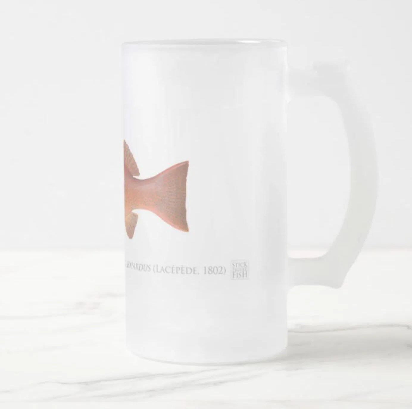 Common Coral Trout - Frosted Glass Stein-Stick Figure Fish Illustration