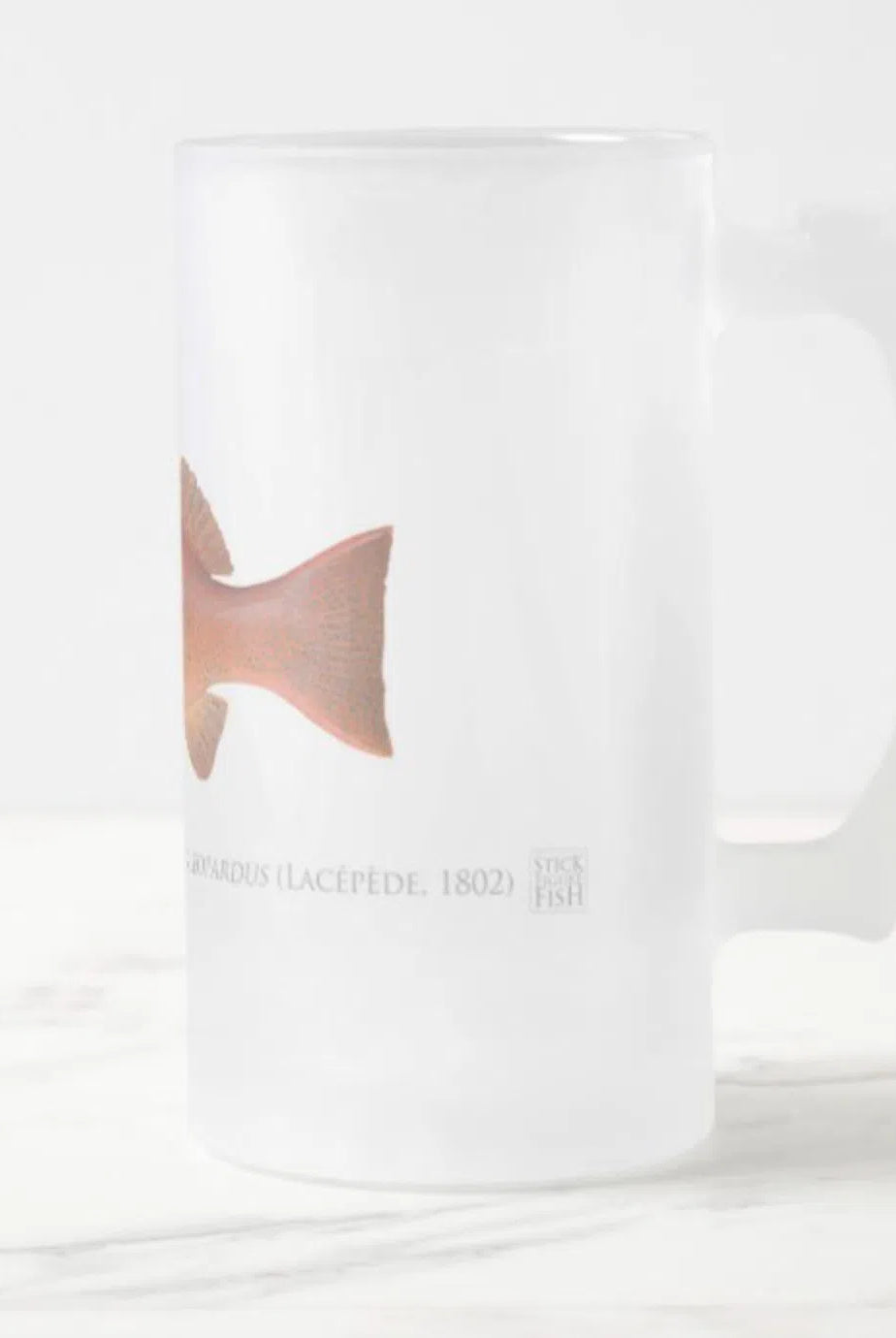 Common Coral Trout - Frosted Glass Stein-Stick Figure Fish Illustration