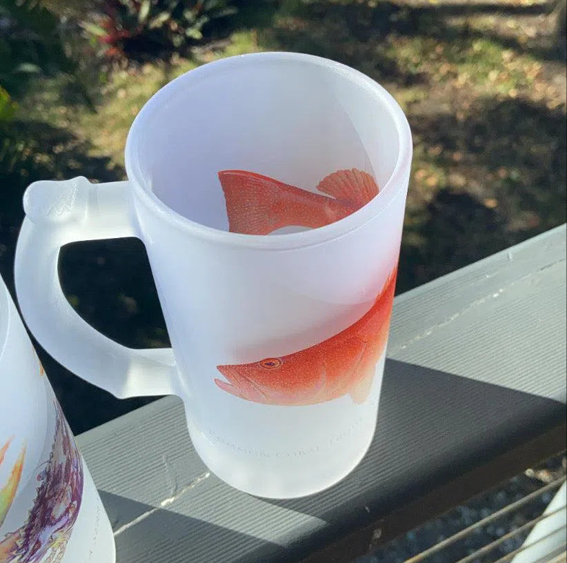 Common Coral Trout - Frosted Glass Stein-Stick Figure Fish Illustration