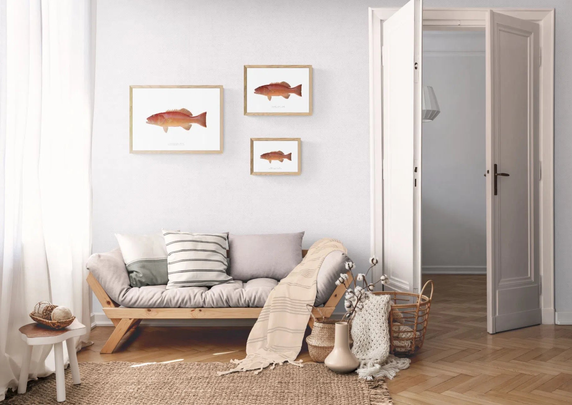Common Coral Trout, Plectropomus leopardus (Lacépède, 1801) - Fine Art Print-Stick Figure Fish Illustration