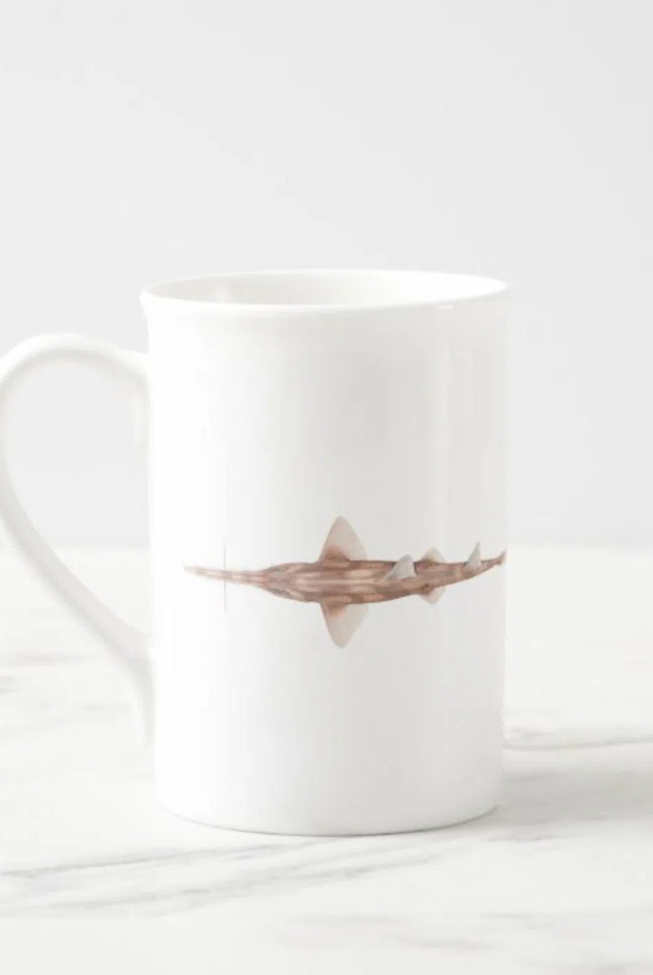 Common Sawshark - Fine Bone China Mug-Stick Figure Fish Illustration