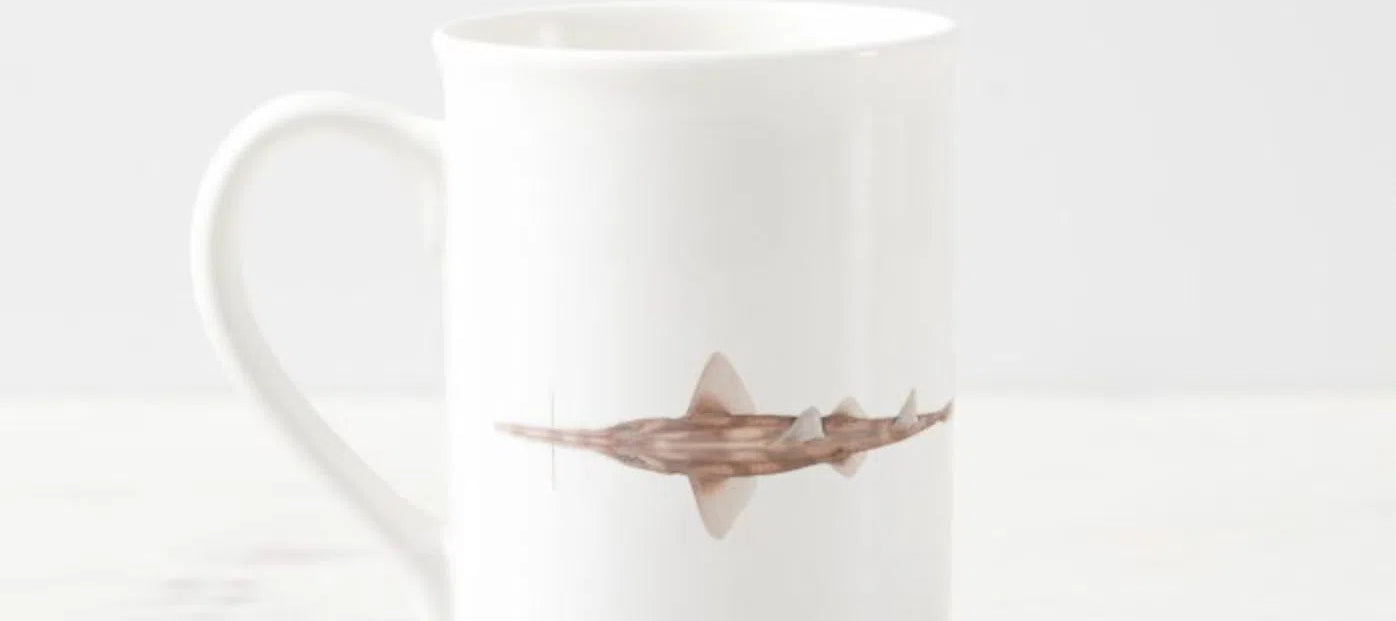 Common Sawshark - Fine Bone China Mug-Stick Figure Fish Illustration