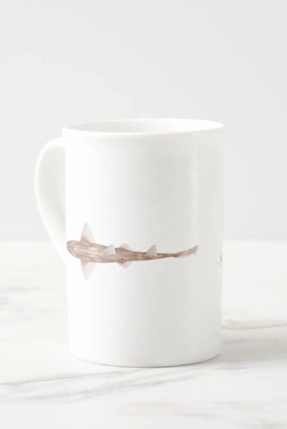 Common Sawshark - Fine Bone China Mug-Stick Figure Fish Illustration