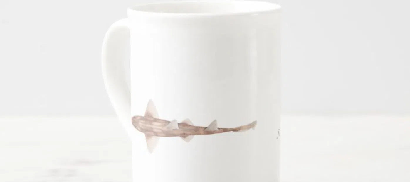 Common Sawshark - Fine Bone China Mug-Stick Figure Fish Illustration