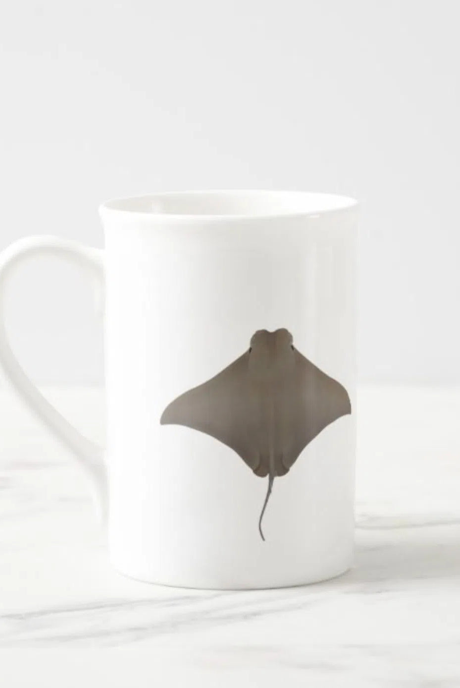 Cownose Ray - Fine Bone China Mug-Stick Figure Fish Illustration
