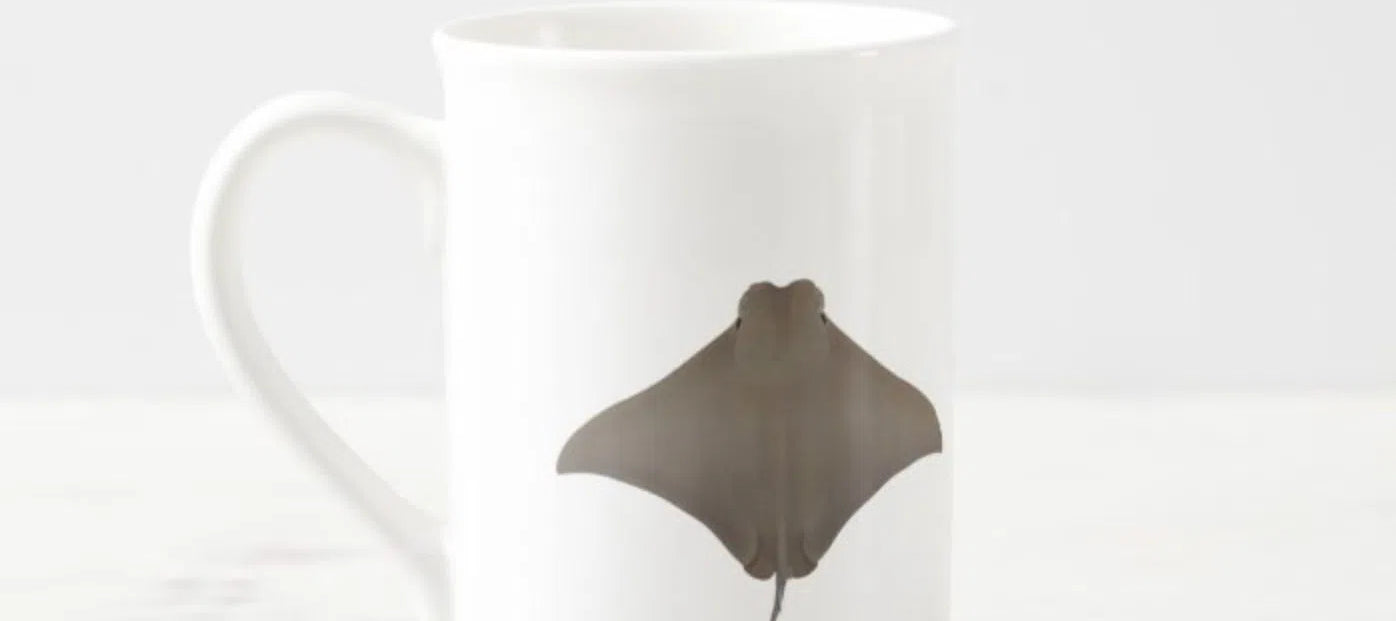 Cownose Ray - Fine Bone China Mug-Stick Figure Fish Illustration