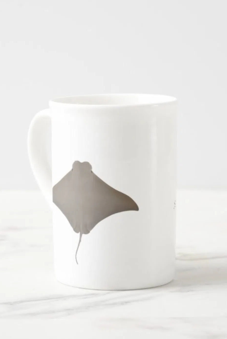 Cownose Ray - Fine Bone China Mug-Stick Figure Fish Illustration