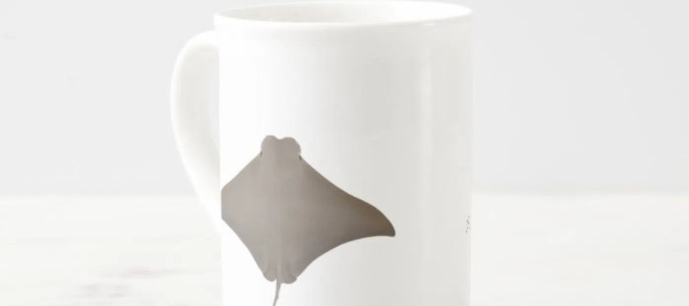 Cownose Ray - Fine Bone China Mug-Stick Figure Fish Illustration