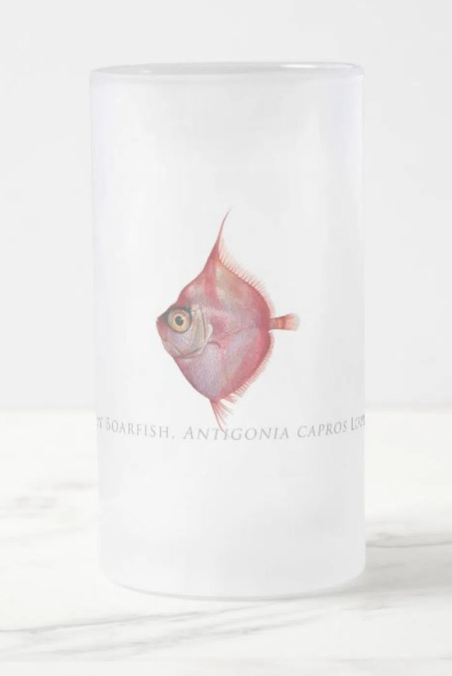 Deepbody Boarfish - Frosted Glass Stein-Stick Figure Fish Illustration