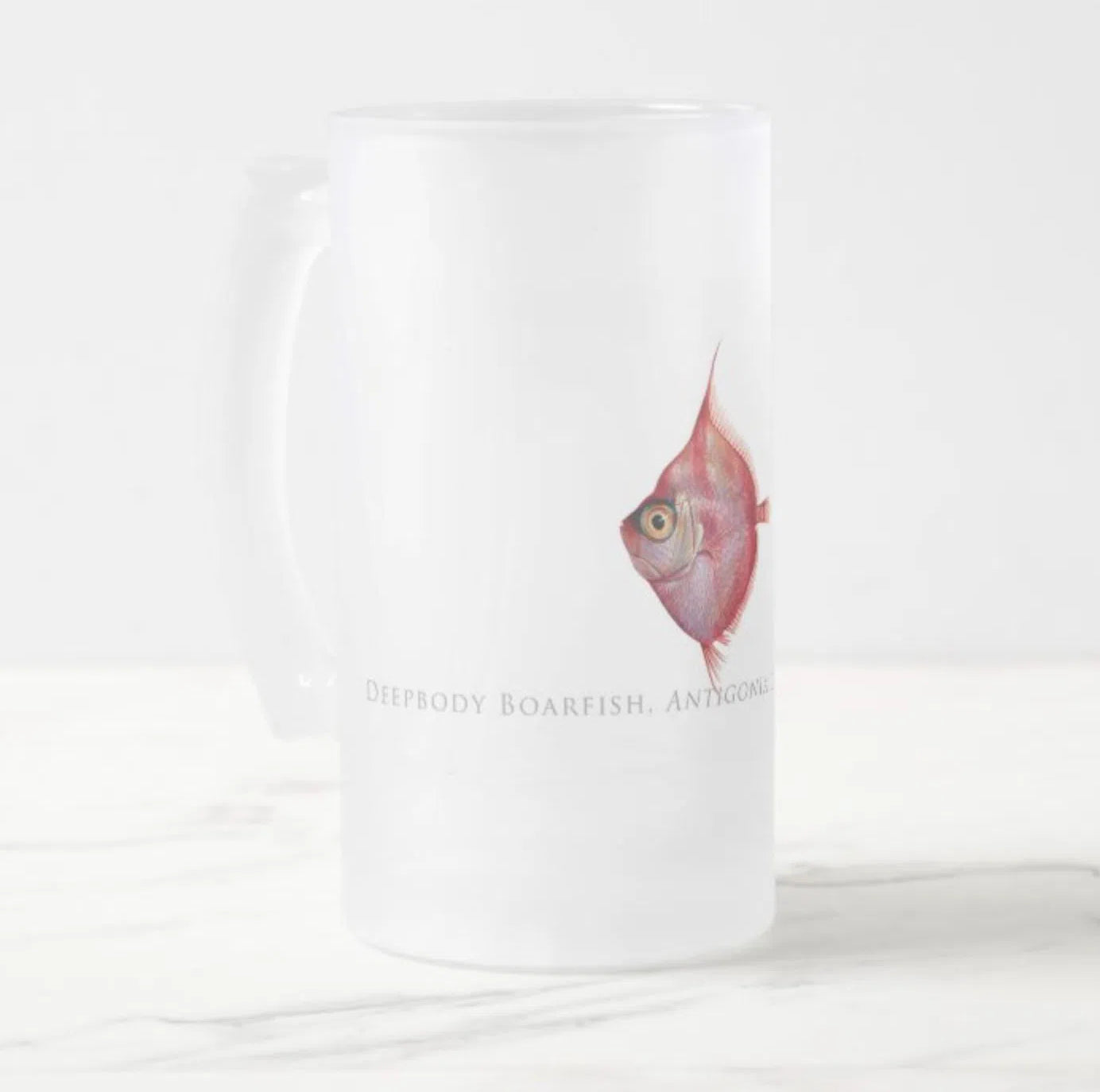 Deepbody Boarfish - Frosted Glass Stein-Stick Figure Fish Illustration