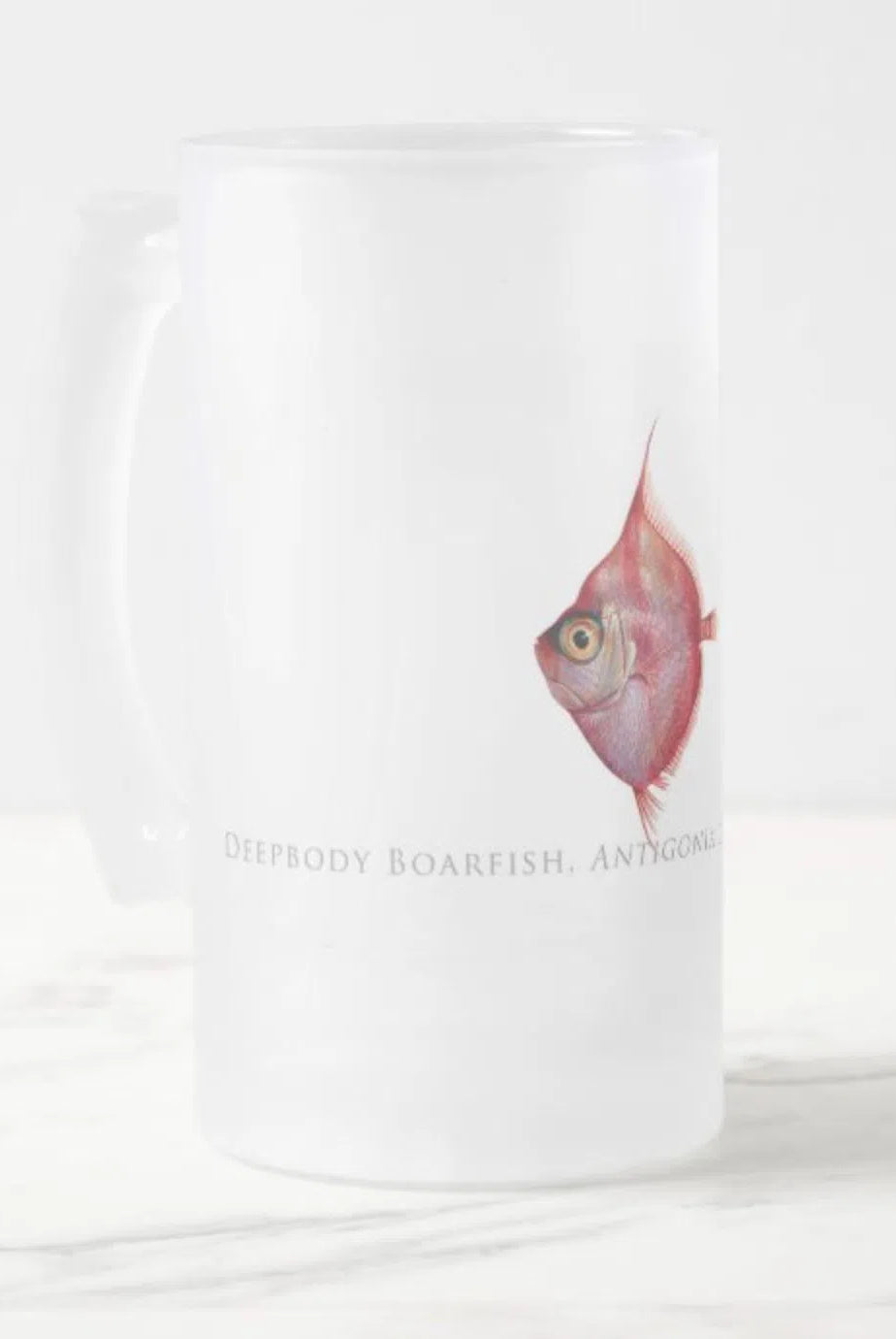 Deepbody Boarfish - Frosted Glass Stein-Stick Figure Fish Illustration