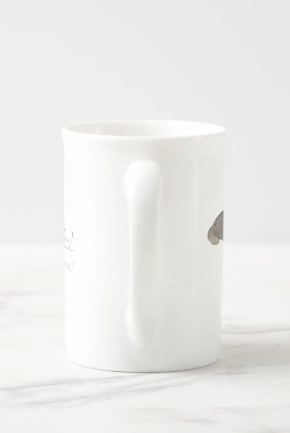 Dugong (Sea Cow) - Fine Bone China Mug-Stick Figure Fish Illustration