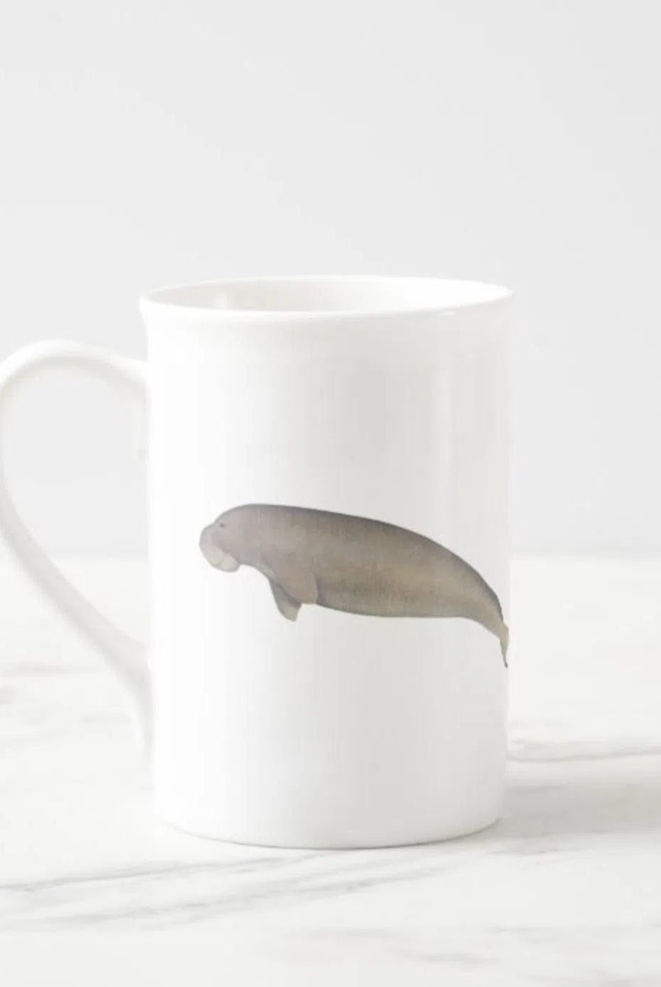 Dugong (Sea Cow) - Fine Bone China Mug-Stick Figure Fish Illustration