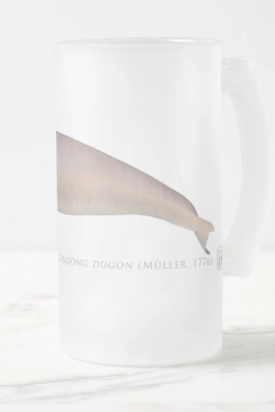 Dugong (Sea Cow) - Frosted Glass Stein-Stick Figure Fish Illustration