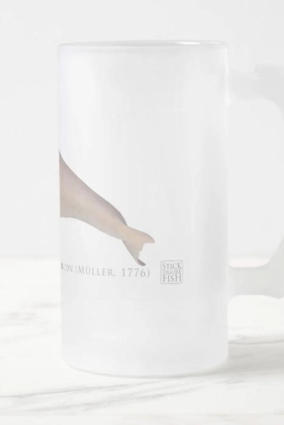 Dugong (Sea Cow) - Frosted Glass Stein-Stick Figure Fish Illustration