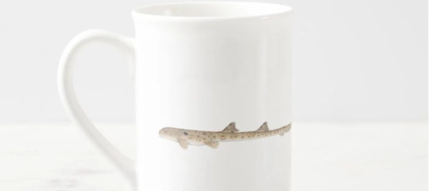 Epaulette Shark - Fine Bone China Mug-Stick Figure Fish Illustration