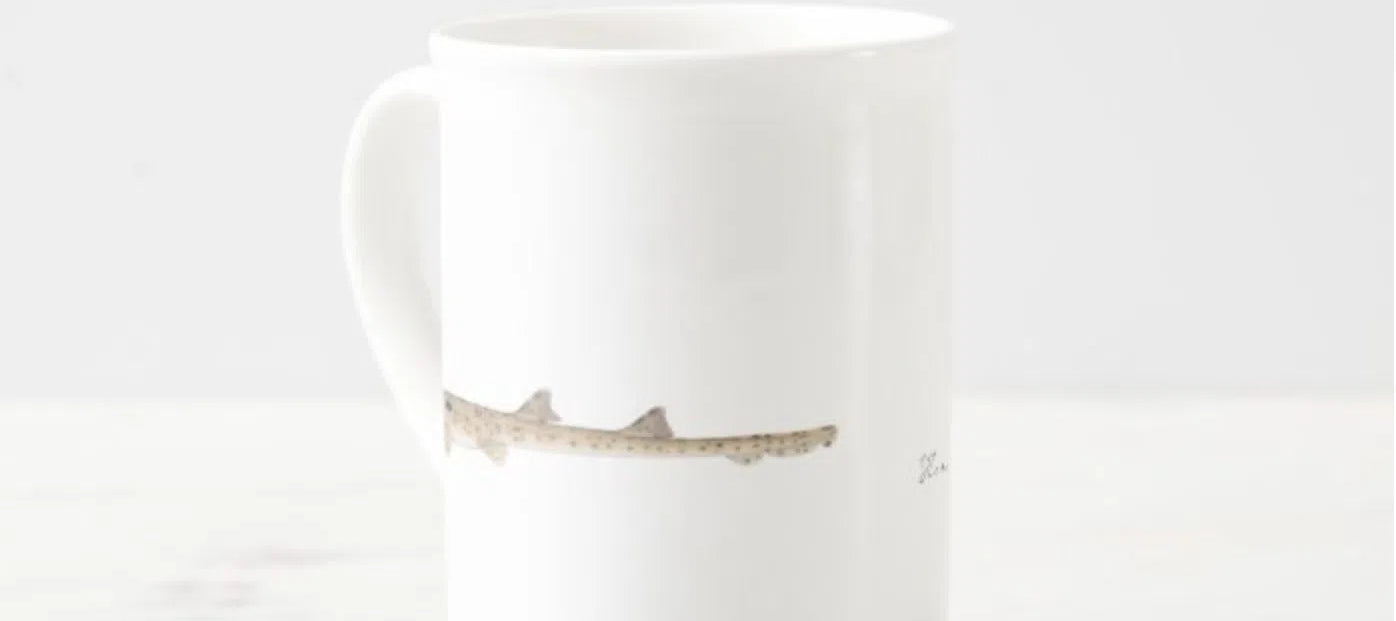 Epaulette Shark - Fine Bone China Mug-Stick Figure Fish Illustration