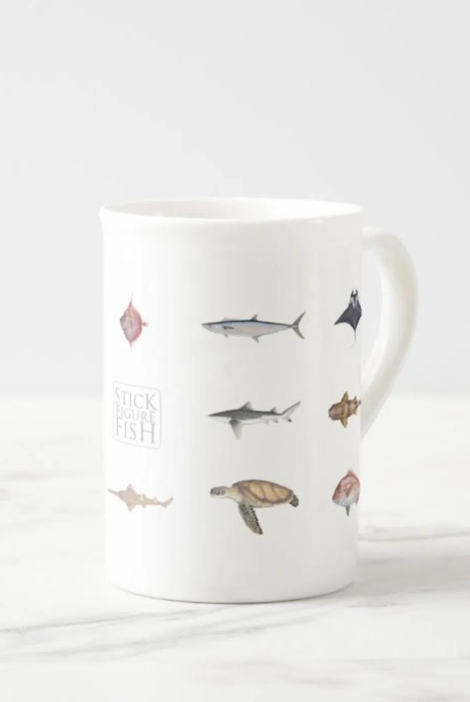 Everything - Fine Bone China Mug-Stick Figure Fish Illustration