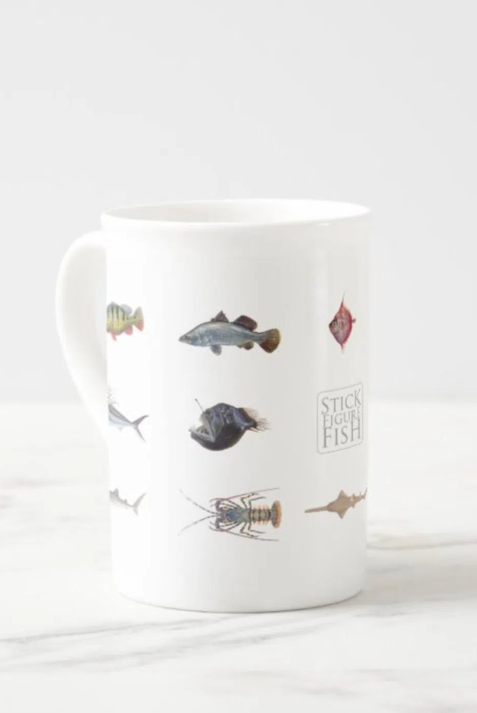 Everything - Fine Bone China Mug-Stick Figure Fish Illustration