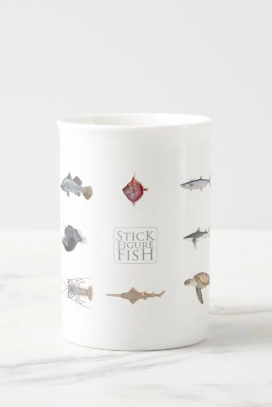 Everything - Fine Bone China Mug-Stick Figure Fish Illustration