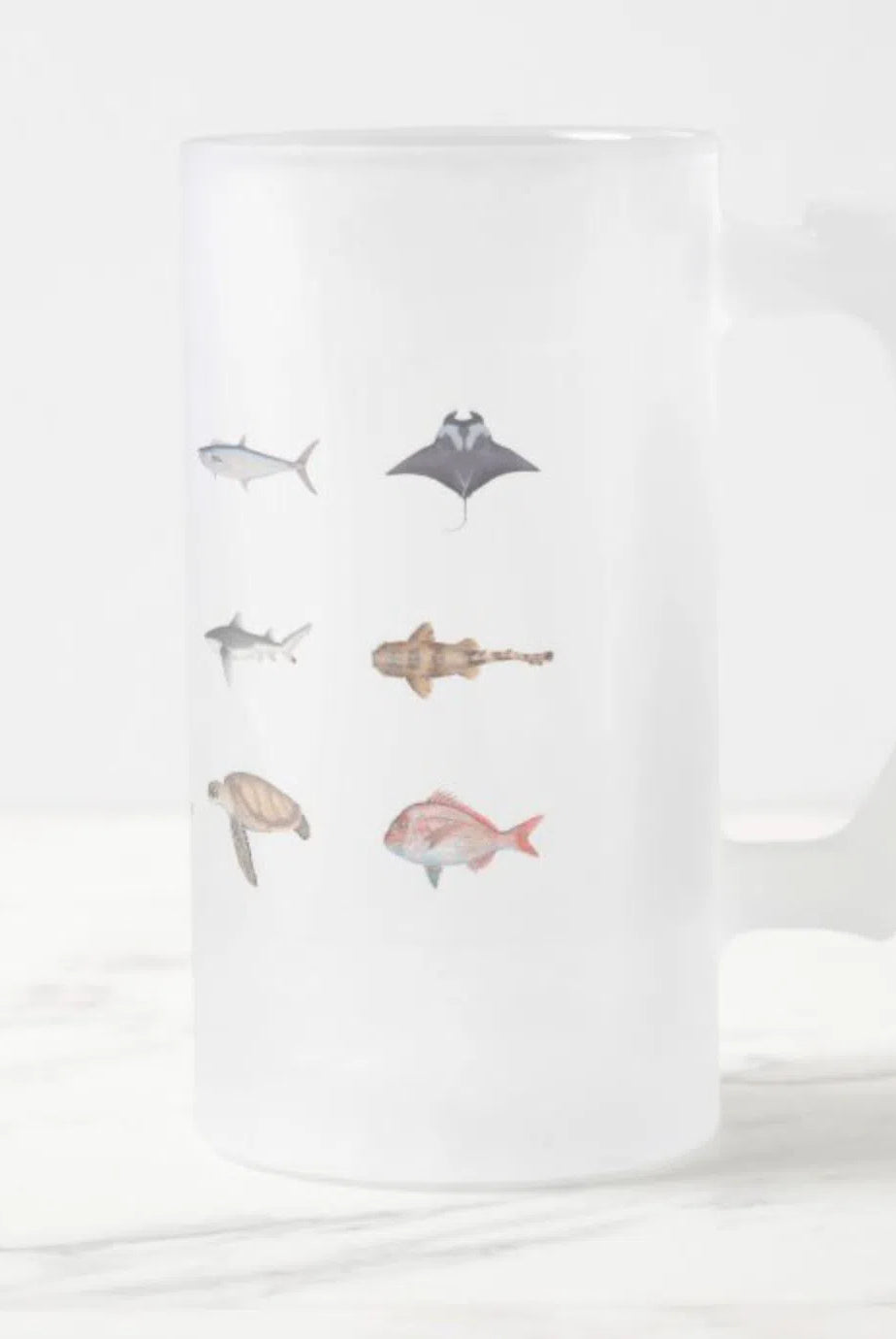 Everything - Frosted Glass Stein-Stick Figure Fish Illustration