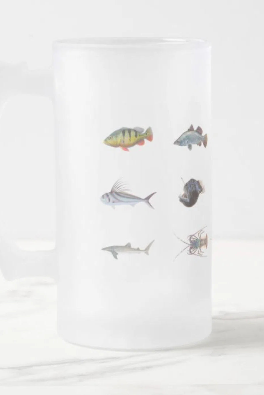 Everything - Frosted Glass Stein-Stick Figure Fish Illustration