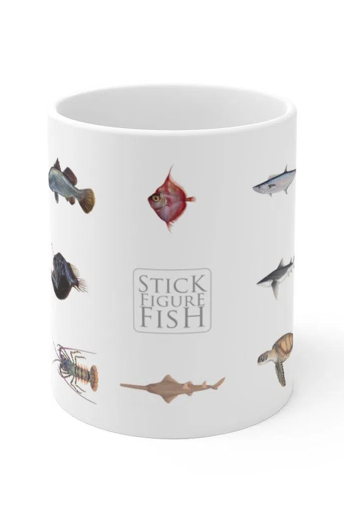 Everything Mug-Stick Figure Fish Illustration