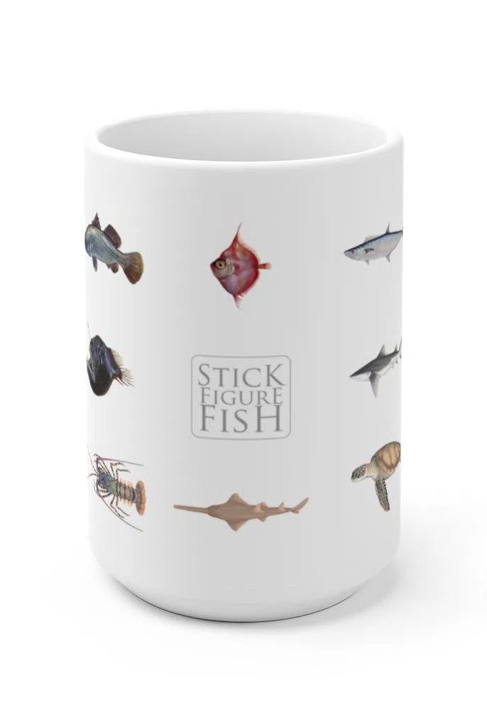 Everything Mug-Stick Figure Fish Illustration
