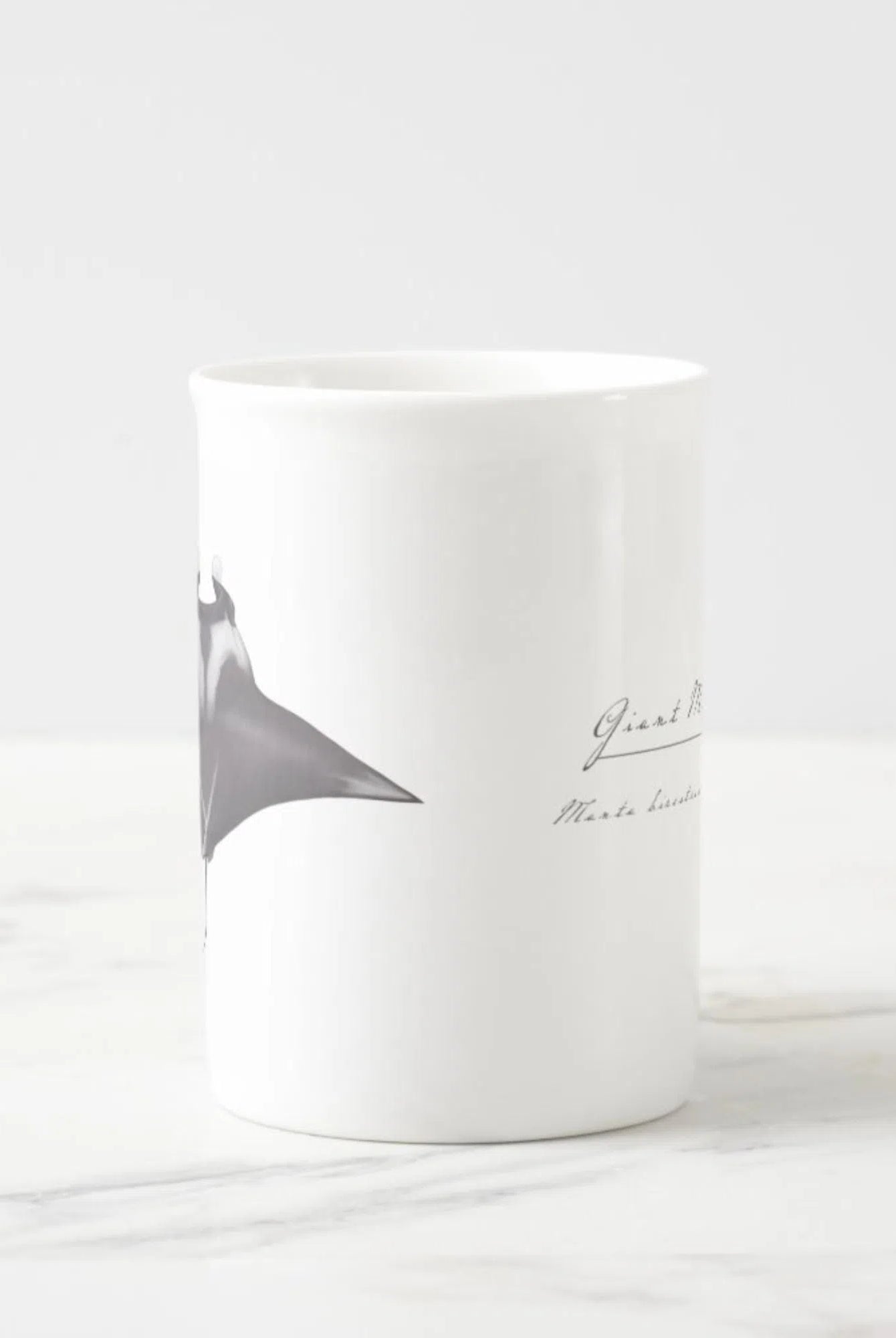 Giant Manta Ray - Fine Bone China Mug-Stick Figure Fish Illustration
