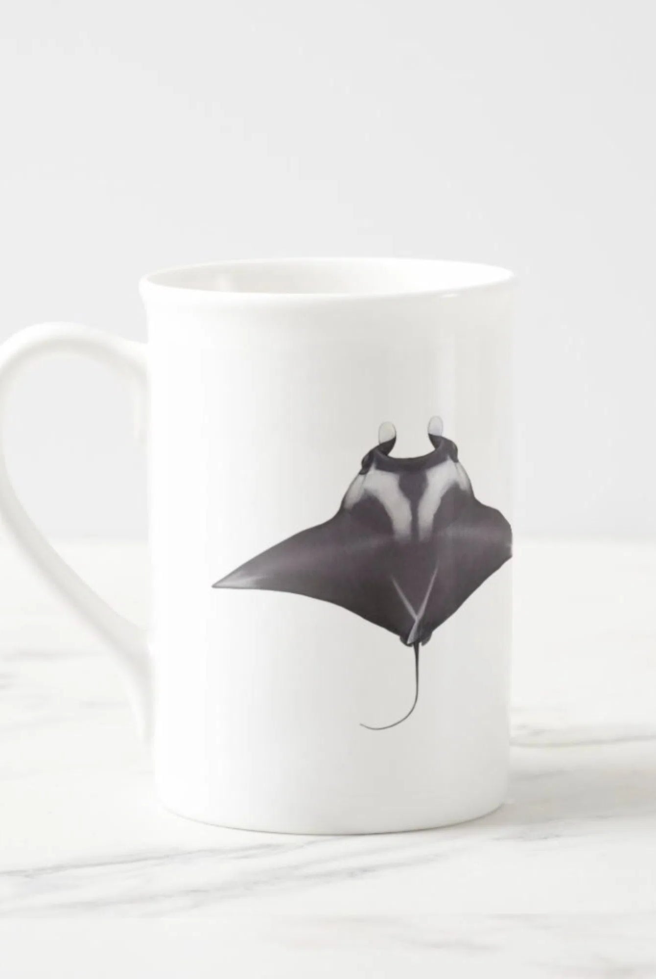 Giant Manta Ray - Fine Bone China Mug-Stick Figure Fish Illustration