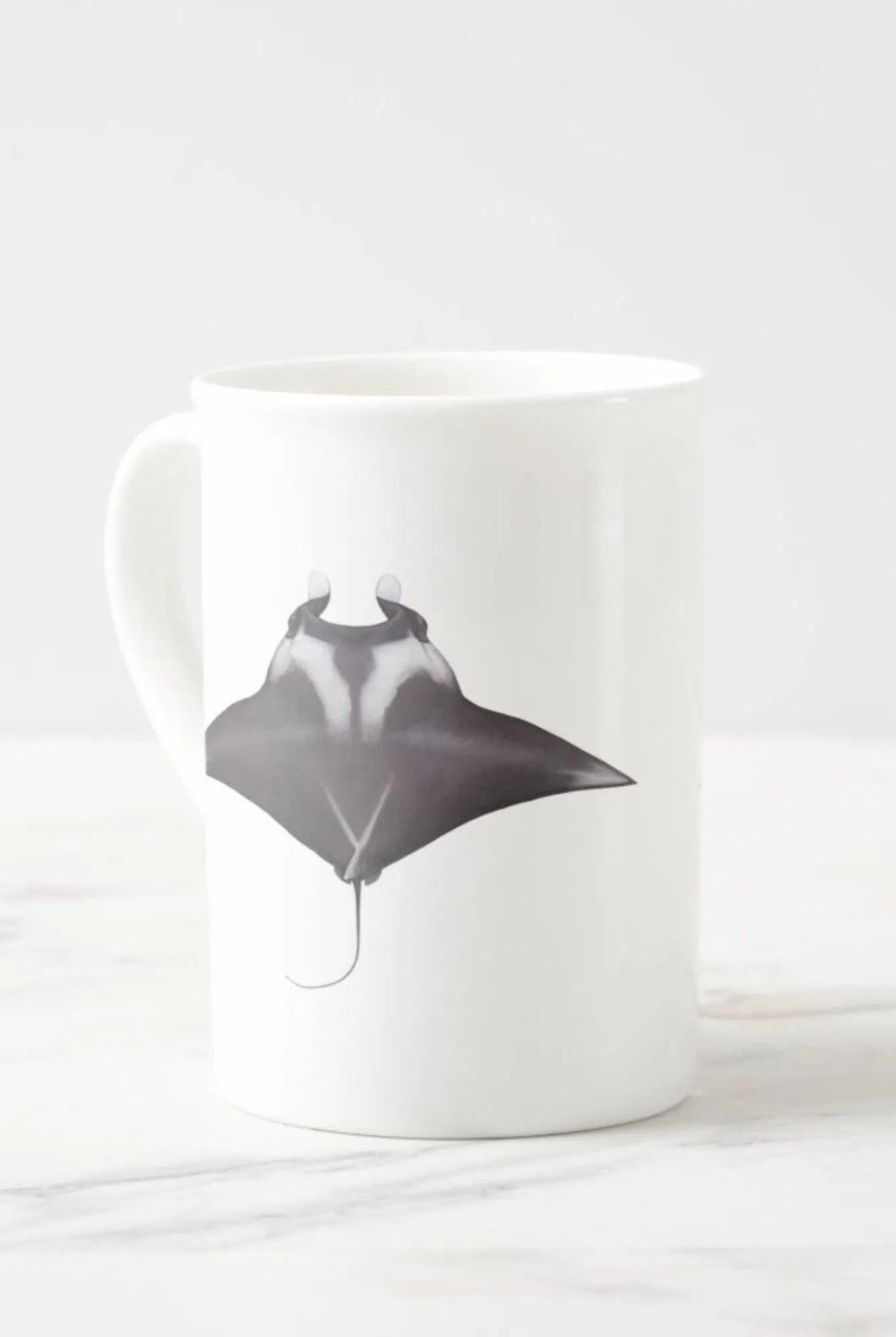Giant Manta Ray - Fine Bone China Mug-Stick Figure Fish Illustration