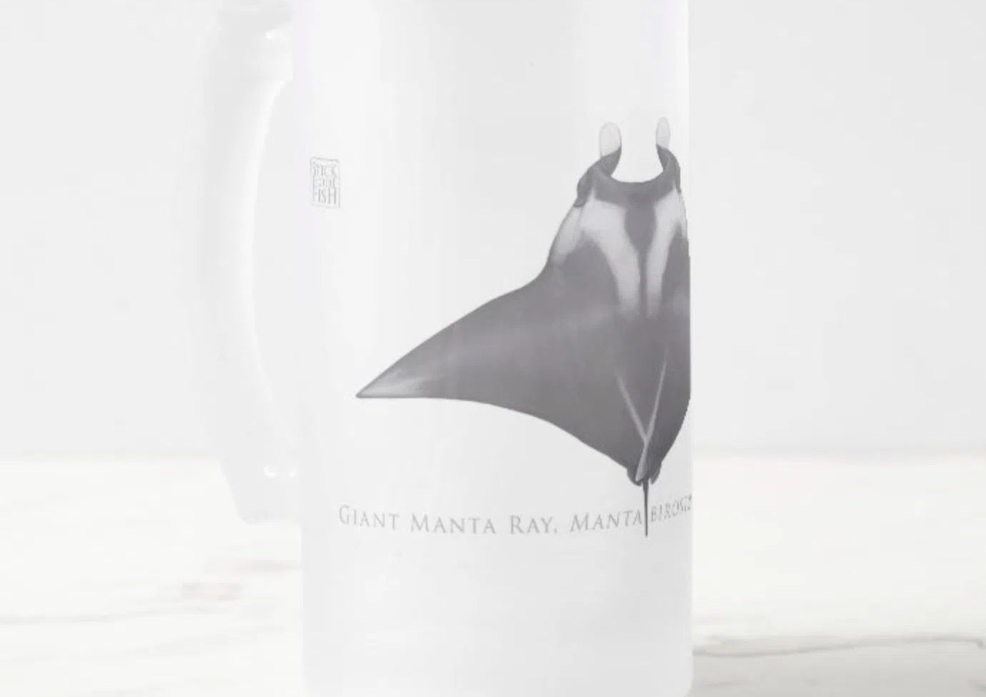 Giant Manta Ray - Frosted Glass Stein-Stick Figure Fish Illustration