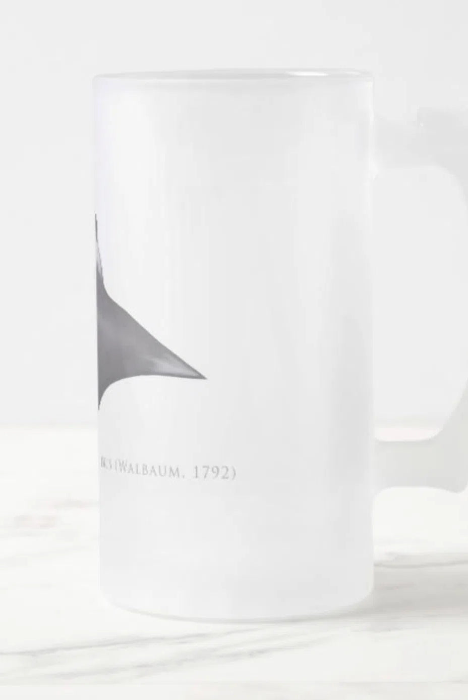 Giant Manta Ray - Frosted Glass Stein-Stick Figure Fish Illustration