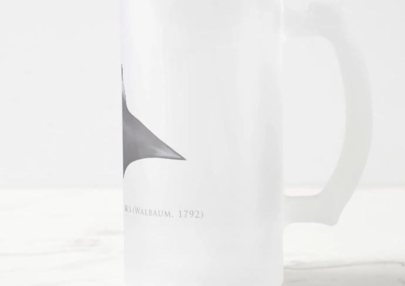 Giant Manta Ray - Frosted Glass Stein-Stick Figure Fish Illustration