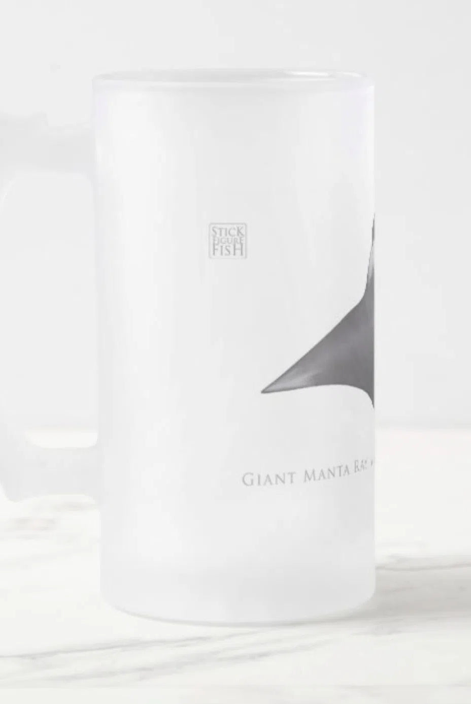 Giant Manta Ray - Frosted Glass Stein-Stick Figure Fish Illustration