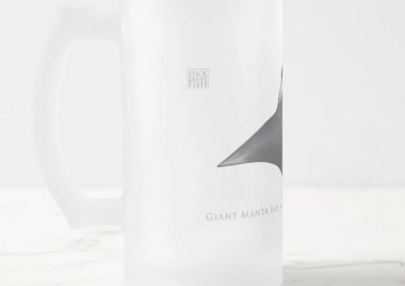 Giant Manta Ray - Frosted Glass Stein-Stick Figure Fish Illustration