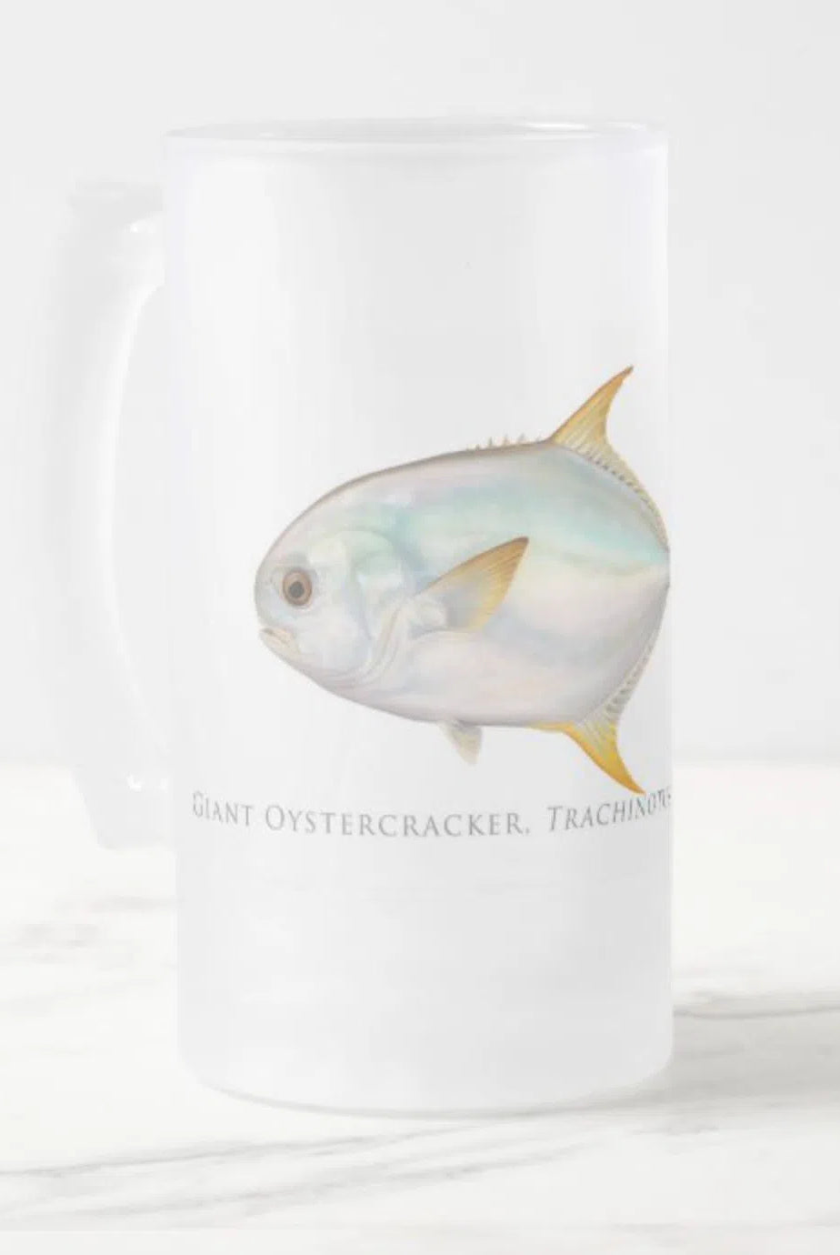 Giant Oystercracker (Permit) - Frosted Glass Stein-Stick Figure Fish Illustration