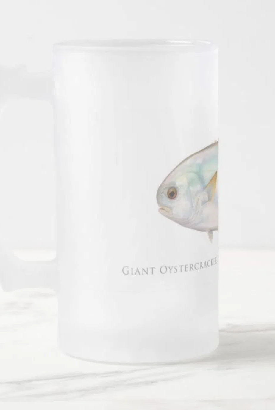 Giant Oystercracker (Permit) - Frosted Glass Stein-Stick Figure Fish Illustration