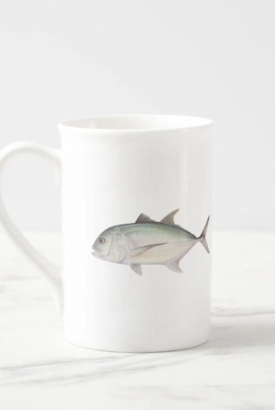 Giant Trevally - Fine Bone China Mug-Stick Figure Fish Illustration