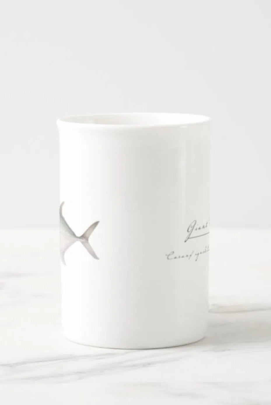 Giant Trevally - Fine Bone China Mug-Stick Figure Fish Illustration