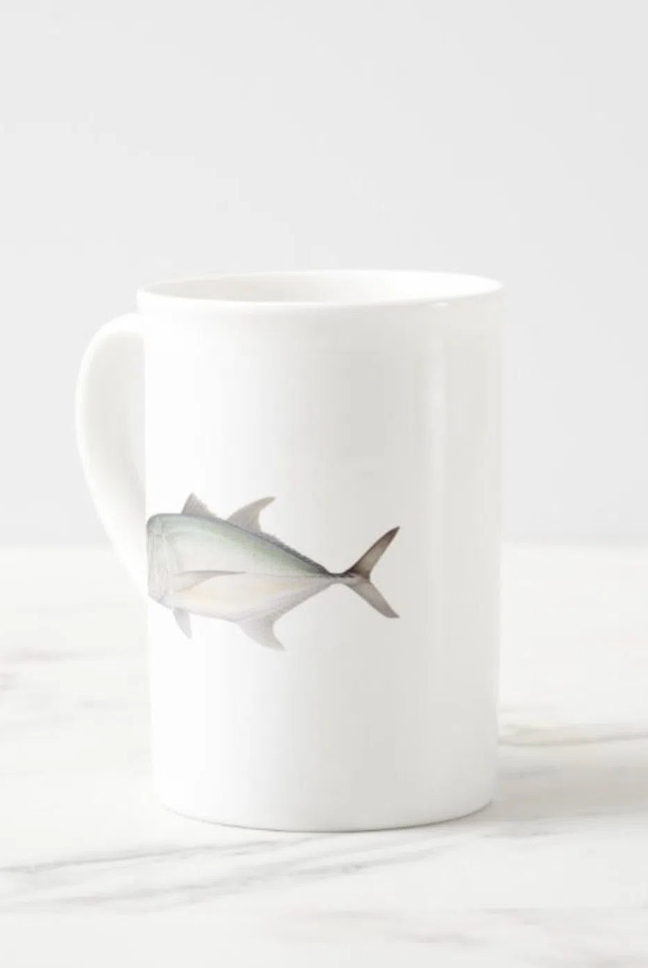 Giant Trevally - Fine Bone China Mug-Stick Figure Fish Illustration