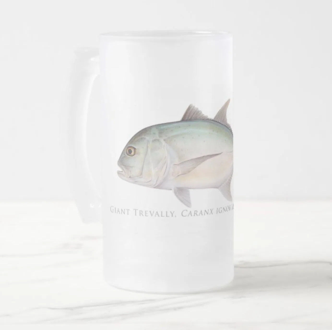 Giant Trevally - Frosted Glass Stein-Stick Figure Fish Illustration