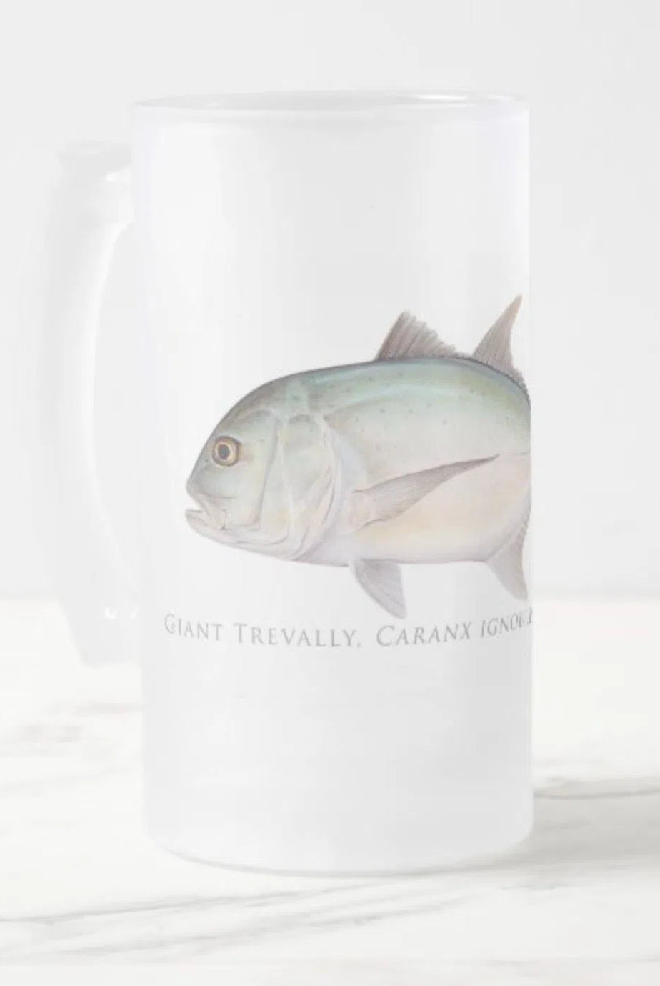 Giant Trevally - Frosted Glass Stein-Stick Figure Fish Illustration